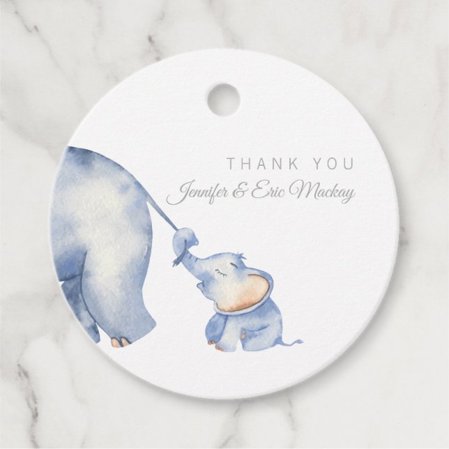 Elephant Baby Shower Geschenkanhänger (Vorderseite)
