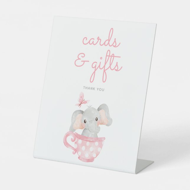 Elephant Baby Shower Geschenke und Karten Sockelschild (Vorderseite)