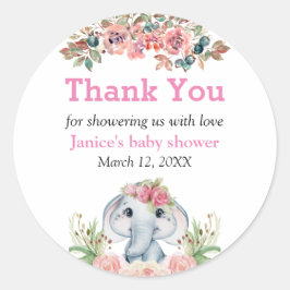 Elephant Baby Shower Geschenktasten Runder Aufkleber