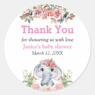 Elephant Baby Shower Geschenktasten Runder Aufkleber