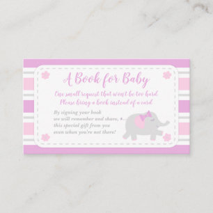 Elephant Baby Shower Girl bringen Buch Pink Begleitkarte