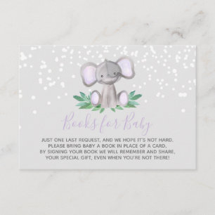 Elephant Baby Shower Girl Lila Books for Baby Begleitkarte