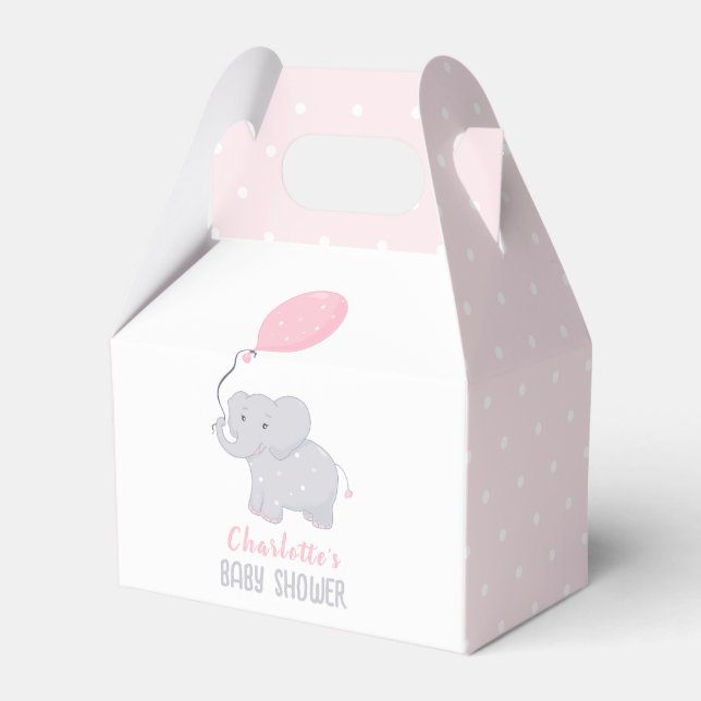 Elephant Baby Shower Girl Niedlich Favor Box Geschenkschachtel (Vorderseite)