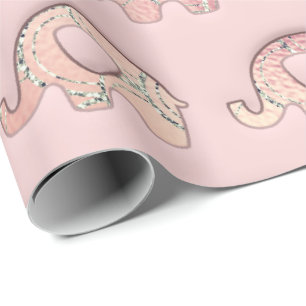 Elephant Baby Shower Girl Pink Peach Rose Geschenkpapier