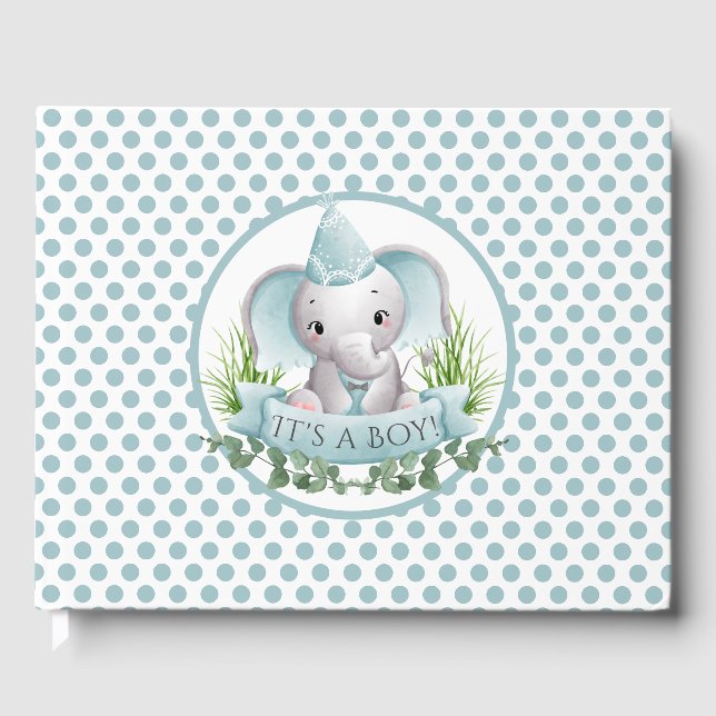 Elephant Baby Shower Guest Book Gästebuch (Vorderseite)
