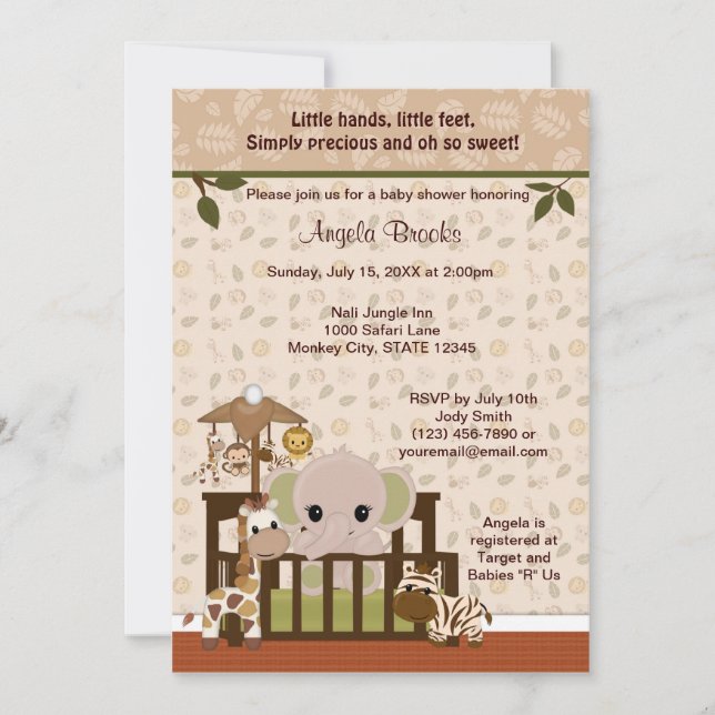ELEPHANT Baby shower Invitation Nali Jungle NJE (Devant)