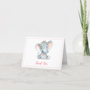 Elephant Baby shower Merci Cartes (Fille)