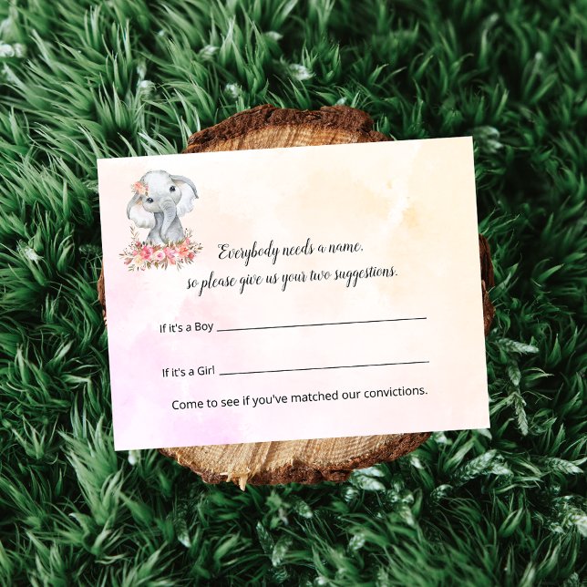 Elephant Baby Shower Name Suggestions Game Begleitkarte (Von Creator hochgeladen)