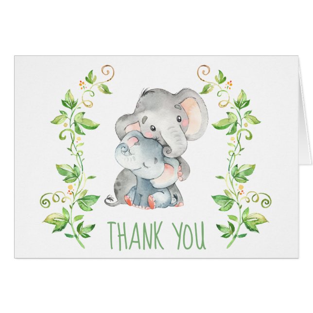 Elephant Baby shower Party Merci Carte de note (Devant Horizontal)