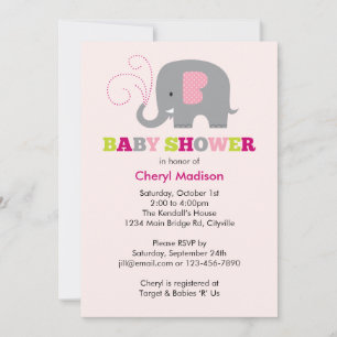 Elephant Baby Shower - Pink Einladung
