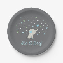 Elephant Baby Shower Plate, ein Boy Plate