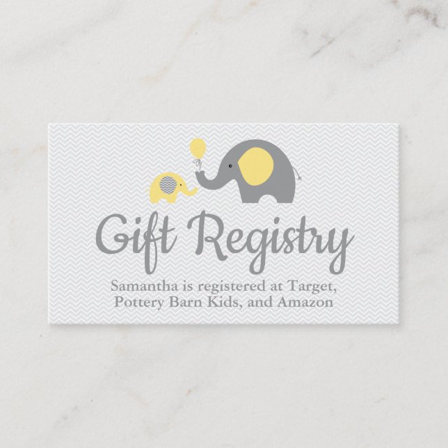 Elephant Baby Shower Registry Inserts in Pink (Vorderseite)