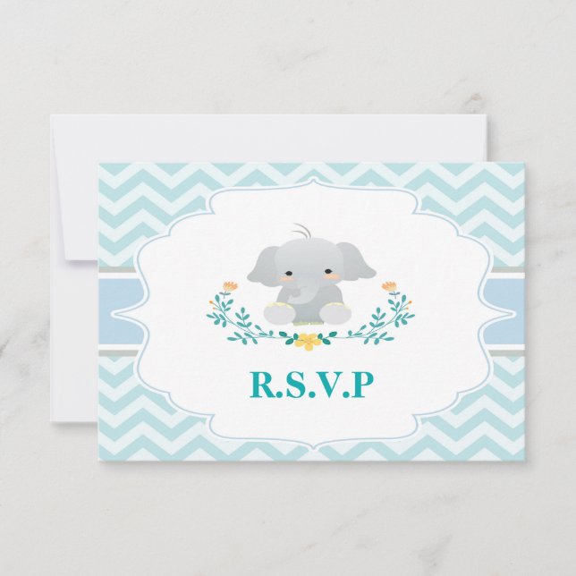 Elephant Baby Shower RSVP Card Karte (Vorderseite)