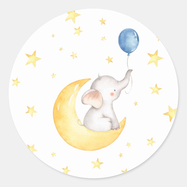Elephant Baby Shower Runder Aufkleber (Vorderseite)