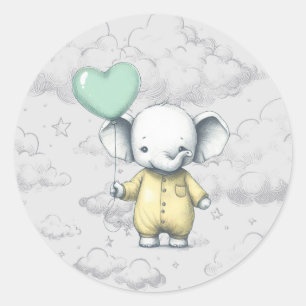 Elephant Baby Shower Runder Aufkleber