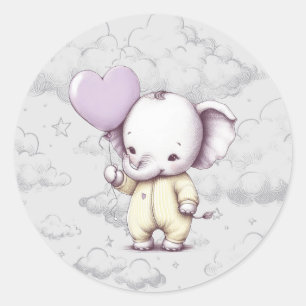 Elephant Baby Shower Runder Aufkleber
