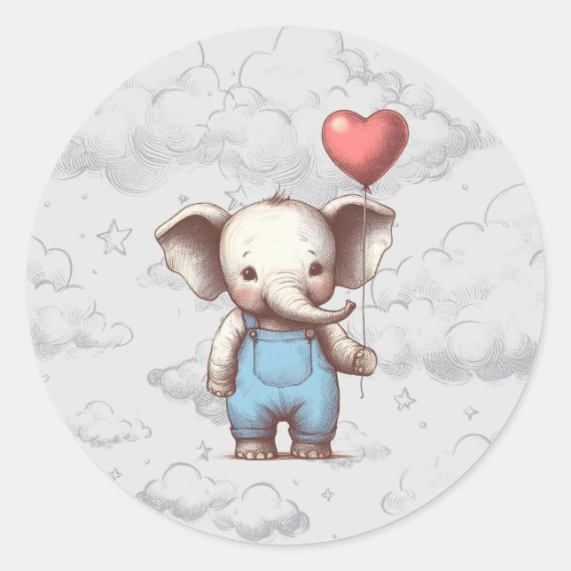 Elephant Baby Shower Runder Aufkleber (Vorderseite)
