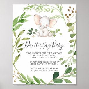 Elephant Baby Shower sagt kein Baby-Zeichen Poster