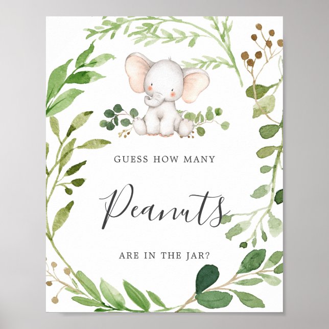 Elephant Baby Shower schätzt wie viele Erdnüsse Poster (Vorne)