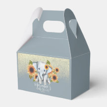 Elephant Baby Shower Sonnenblume Glitzer Dusty Blu