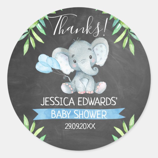 Elephant Baby Shower Stickers (Vorderseite)
