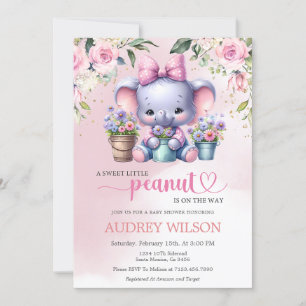 Elephant Baby Shower Sweet Little Peanut Garden Einladung
