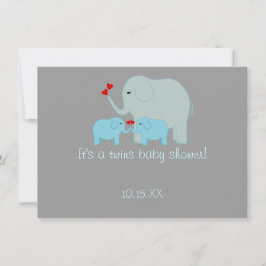 Elephant Baby Shower Twin Boys Einladung