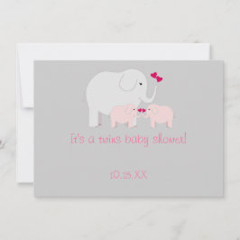 Elephant Baby Shower Twin Girls Einladung