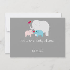 Elephant Baby Shower Twins Boy Girl Einladung