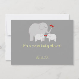 Elephant Baby Shower Twins Geschlecht neutral Einladung