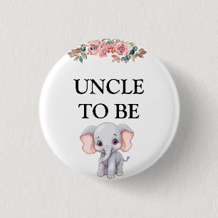 Elephant Baby Shower Uncle Button