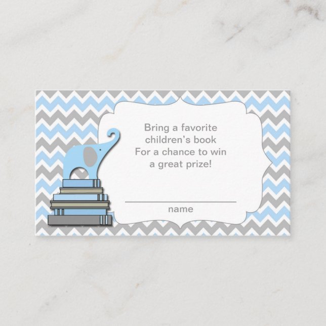 Elephant Baby Shower verlosen Tickets blau Begleitkarte (Vorderseite)