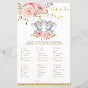 Elephant Baby Shower Was ist in Ihrem Purse Game?