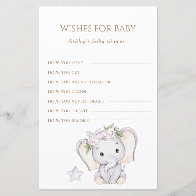 Elephant Baby Shower wünscht sich ein Baby (Vorderseite)