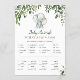 Elephant Baby Showgame mit Antwort auf die 12x18 Einladung