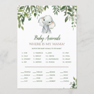 Elephant Baby Showgame mit Antwort auf die 12x18 Einladung