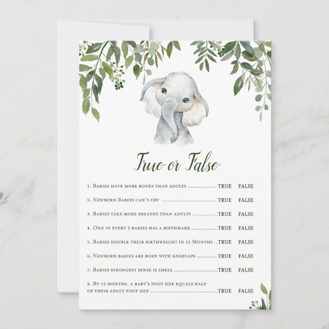 Elephant Baby Showgame mit Antwort auf die 12x18 Einladung (Vorderseite)