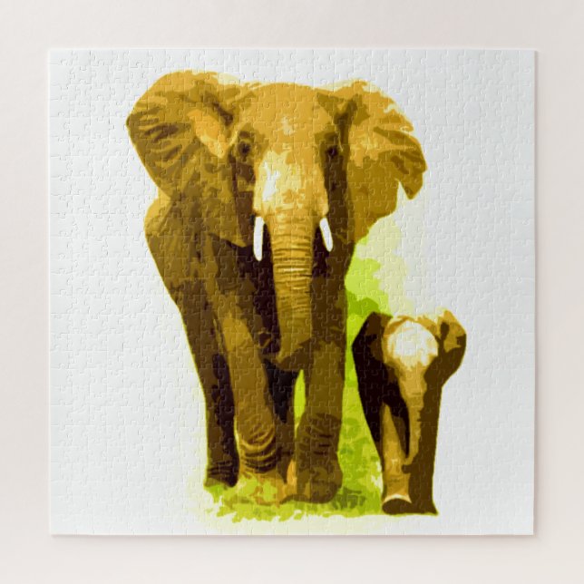 Elephant & Baby - Tiere Art (Vertikal)