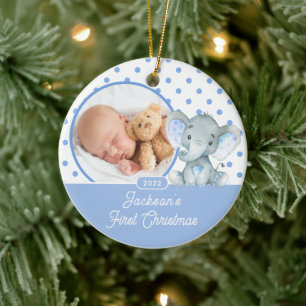 Elephant Baby's First Christmas Foto Keramik Ornament