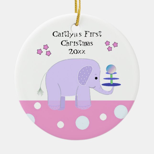 Elephant Baby's First Christmas Keramikornament (Vorne)