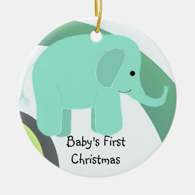 Elephant Baby's Frist Christmas Keramik Ornament (Vorne)