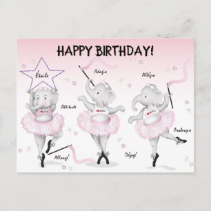 Elephant Ballerina Dance Erwägungsgrund Postkarte