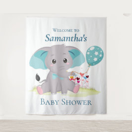 Elephant Ballon Girl Baby Dusche Hintergrund Wandteppich