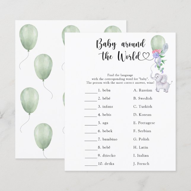 Elephant & Balloon - Baby rund um das Weltspiel (Vorne/Hinten)