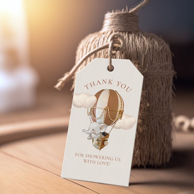 Elephant Balloon Baby Shower Tags Geschenkanhänger (Von Creator hochgeladen)