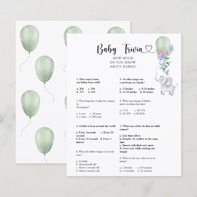 Elephant & Balloon - Baby Trivia | Baby Showspiel (Vorne/Hinten)