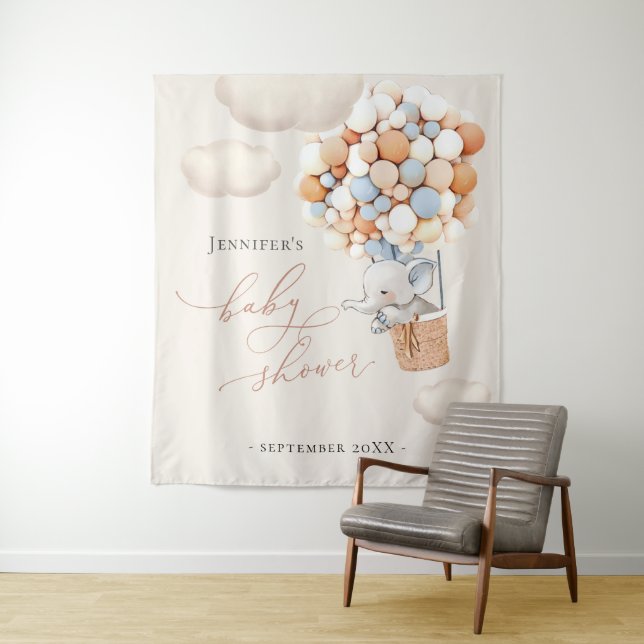 Elephant Balloon Clouds Tapestry Wandteppich (Beispiel)