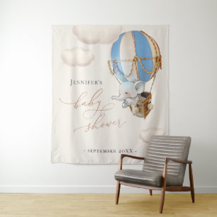 Elephant Balloon Clouds Tapestry Wandteppich