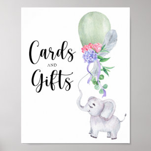 Elephant & Balloon Karten und Geschenke Baby-Party Poster
