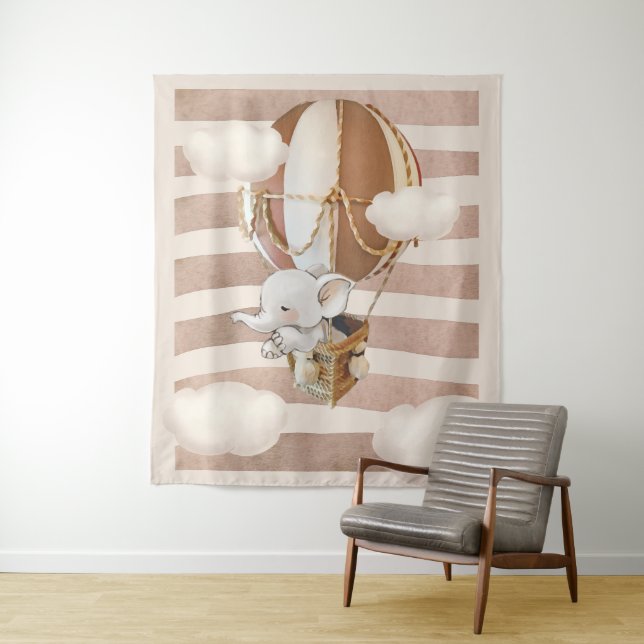 Elephant Balloon Neutral Virtual Shower Hintergrun Wandteppich (Beispiel)